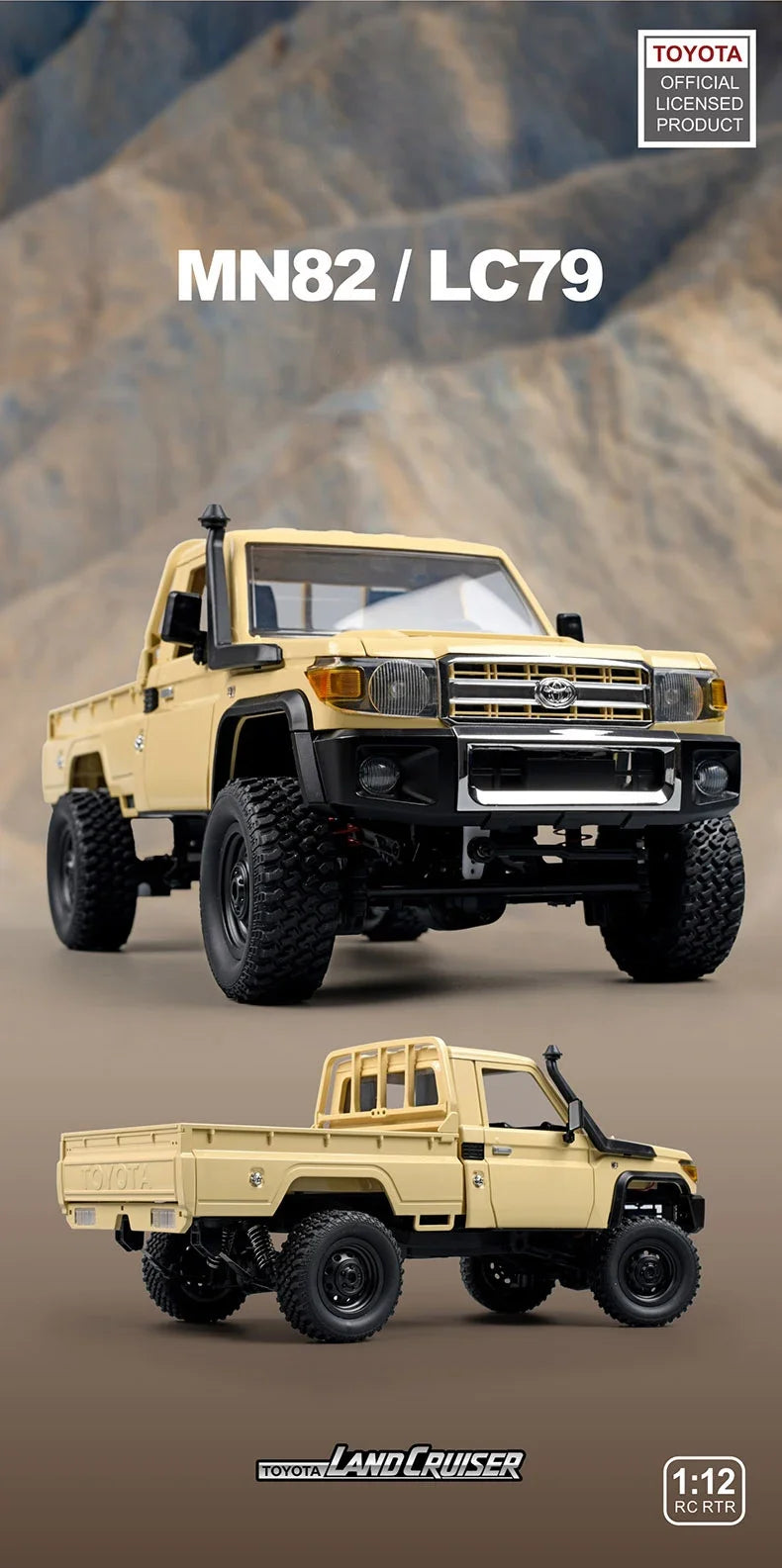 ZWN 1:12 Full Scale RC CAR MN82 Upgraded MN82 PRO Controllable Headlights 2.4G 4WD Off-Road Car Pick Up Truck Toy for Kids Gifts