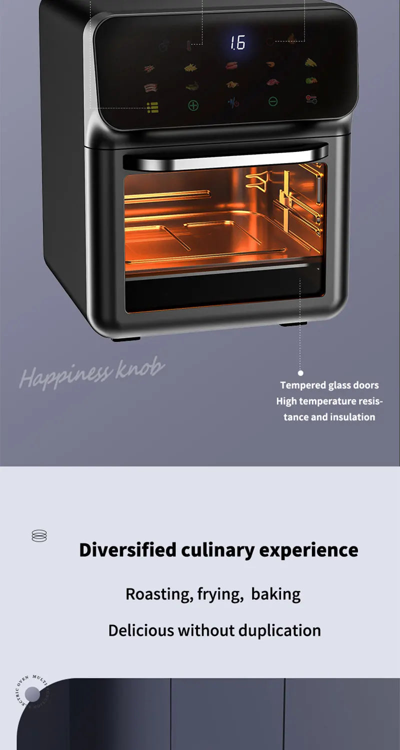 12L Electric Air Fryer Large Capacity Convection Oven Deep Fryer Without Oil Kitchen 360°Baking Viewable Window Home Appliance