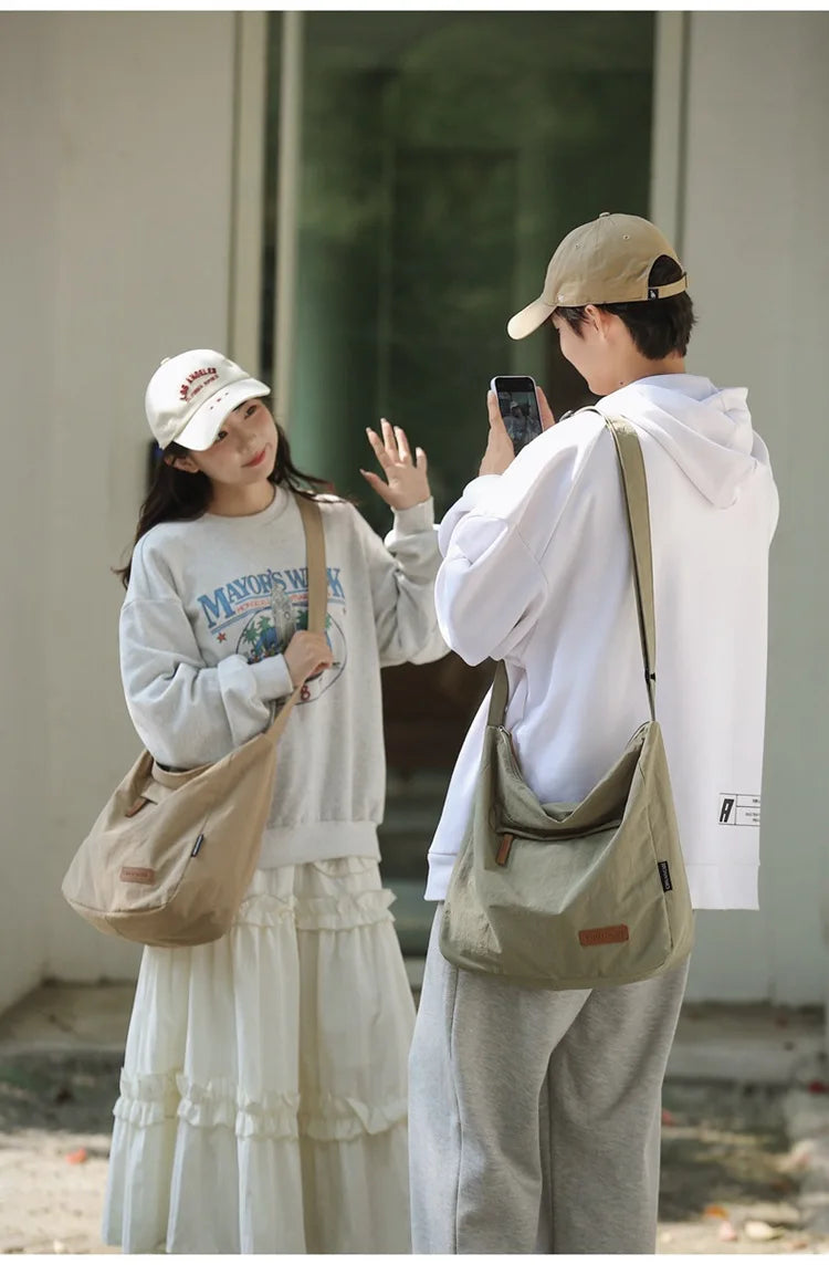 Japanese Women Men Shoulder Crossbody Bag Large Canvas Messenger Bags for Student 2024 Brand Book Bags Female Handbag Satchels