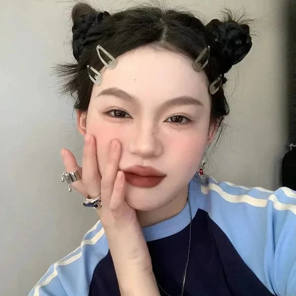 2/20pcs Silver Metal BB Hair Clips Girls Y2K Punk Drop Shaped Hairpins Hairclip Barrettes Cute Headdress DIY Hair Jewelry Making