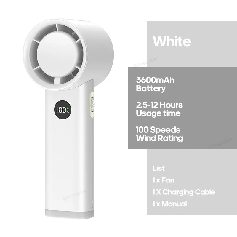 New Digital Handheld Fan High Speed Wind 100 Speeds Cooler Fan Ventilator Turbo Fan Air Circulator Handfan