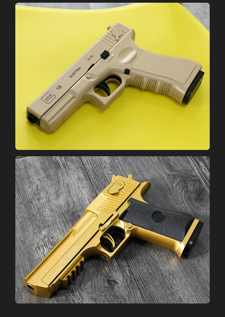 Mechanical continuous firing empty warehouse hanging toy pistol, high-quality soft bullet Desert Eagle pistol