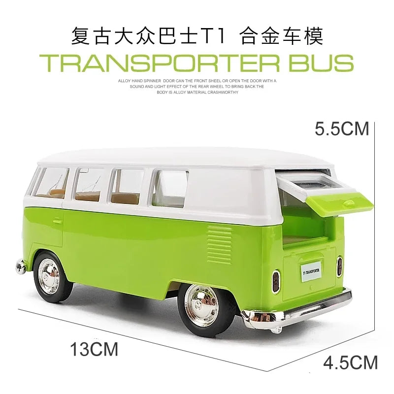 1:36 Volkswagen T1 Bus Miniature Car VW Toys Alloy Diecasts Diecasts Scale Metal Collection Car Model Vehicles Kids Toy Car X23