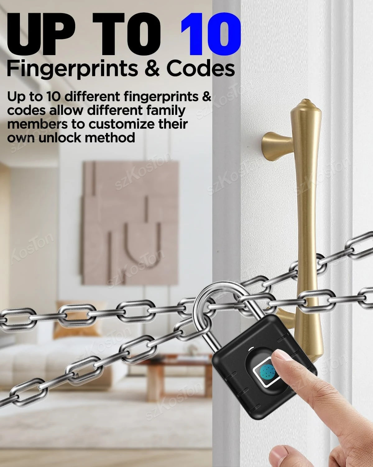 Smart Home Fingerprint Lock IP67 Waterproof Smart Lock Padlock Locker Anti-theft Security Protection Keyless Unlock for Luggage