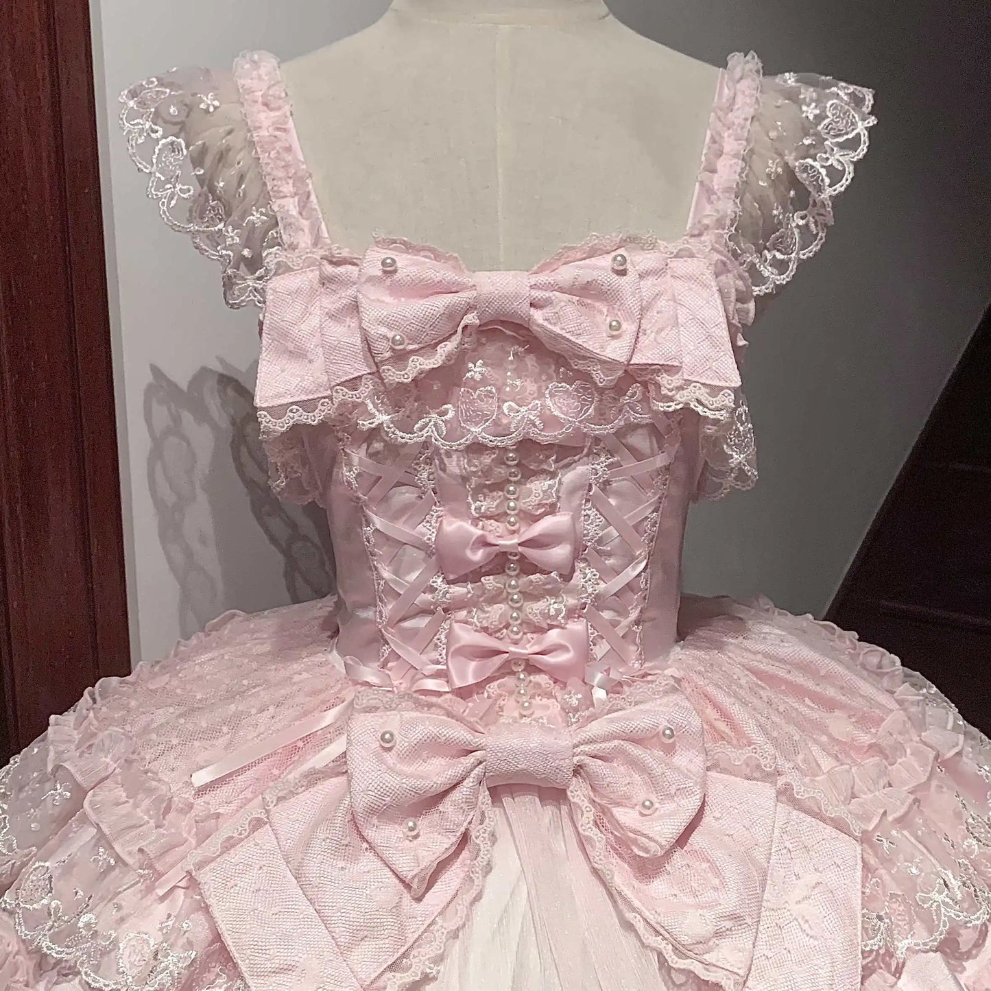 Original Design Lolita Jsk Suspender Dress Sweet Girl Women's Long Sleeve Inner Shirt Cute Princess Sling Cake Dress with Cape