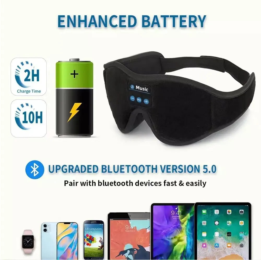 Sleep Headset 3D 5.0 Headset Wireless Talk Binaural Stereo Sleep Artifact Breathable Music Eye Mask Mask Light Gift
