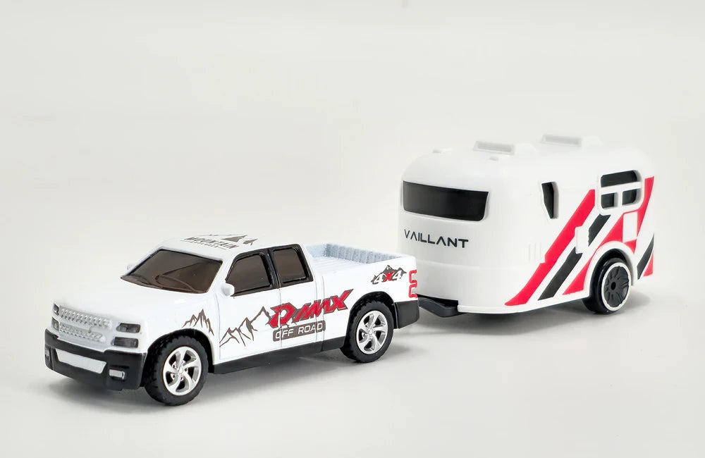 1:64 Metal Alloy Proportional Remote Control Vehicle Model 2.4GHz Mini Simulation RC Car With Trailer
