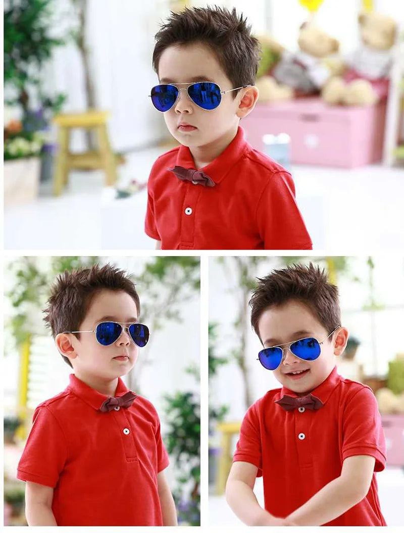 Fashion Brand Child Sunglasses Mirror Glasses Metal Pilot Sunglasses for Girl Boy Kids Sunglasses Children Glasses Goggles