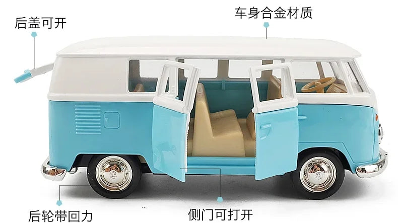 1:36 Volkswagen T1 Bus Miniature Car VW Toys Alloy Diecasts Diecasts Scale Metal Collection Car Model Vehicles Kids Toy Car X23