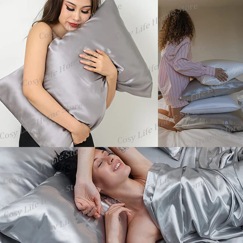 Silk Bedding Set with Duvet Cover Pink Bed Sheet Set with PillowCase 100% Pure Silk Bed Linen Set King Queen Full Twin Size