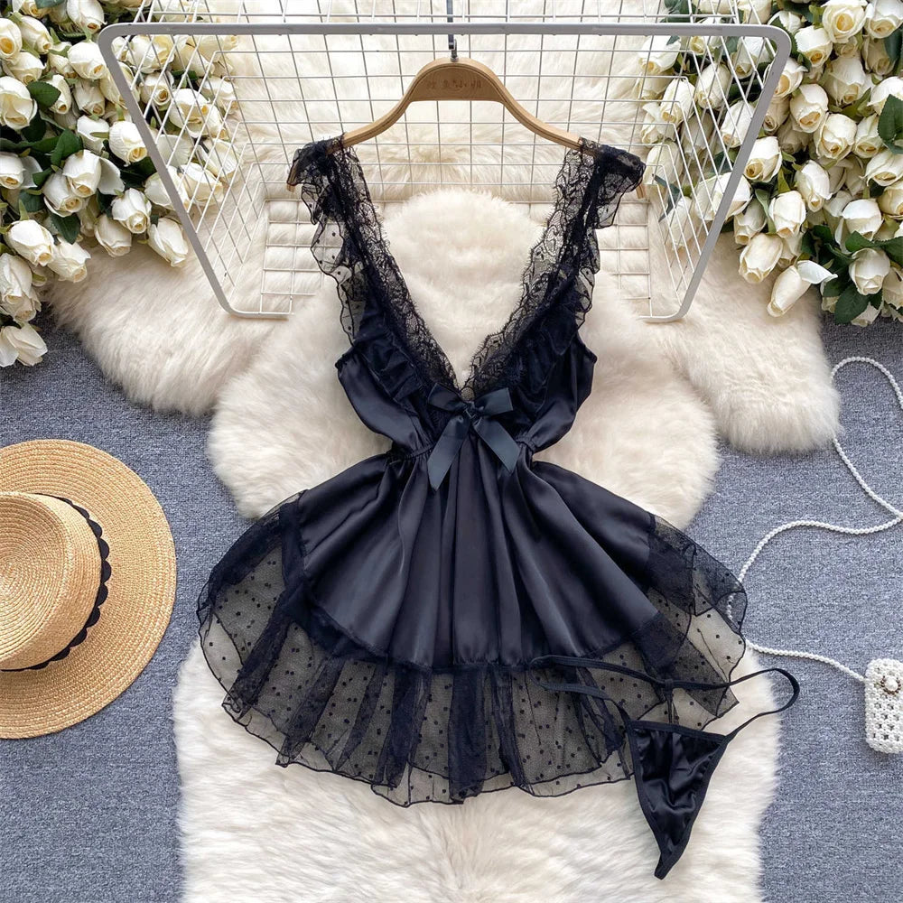 Girls Sexy Cute Japanese JK Uniform Mini Checkered Strap Skirt Off Shoulder High Waist Elastic Cosplay Dress Hot Sweet Pajama