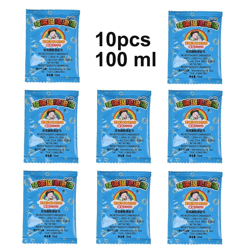 10 Pcs Bubbles Liquid New 100ml Concentrate Soap Water Bubble Gun Accessories Soap Bubble Liquid Bubble Refills Set