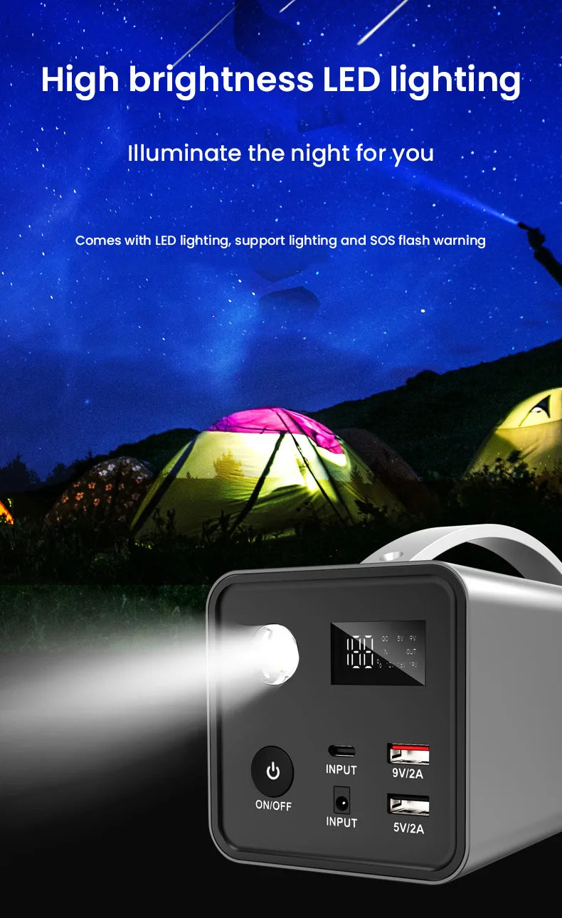 200W 32000mAh Portable Power Station Power Supply Outdoor Camping Laptop Powerful Powerbank Emergency External Auxiliary Battery