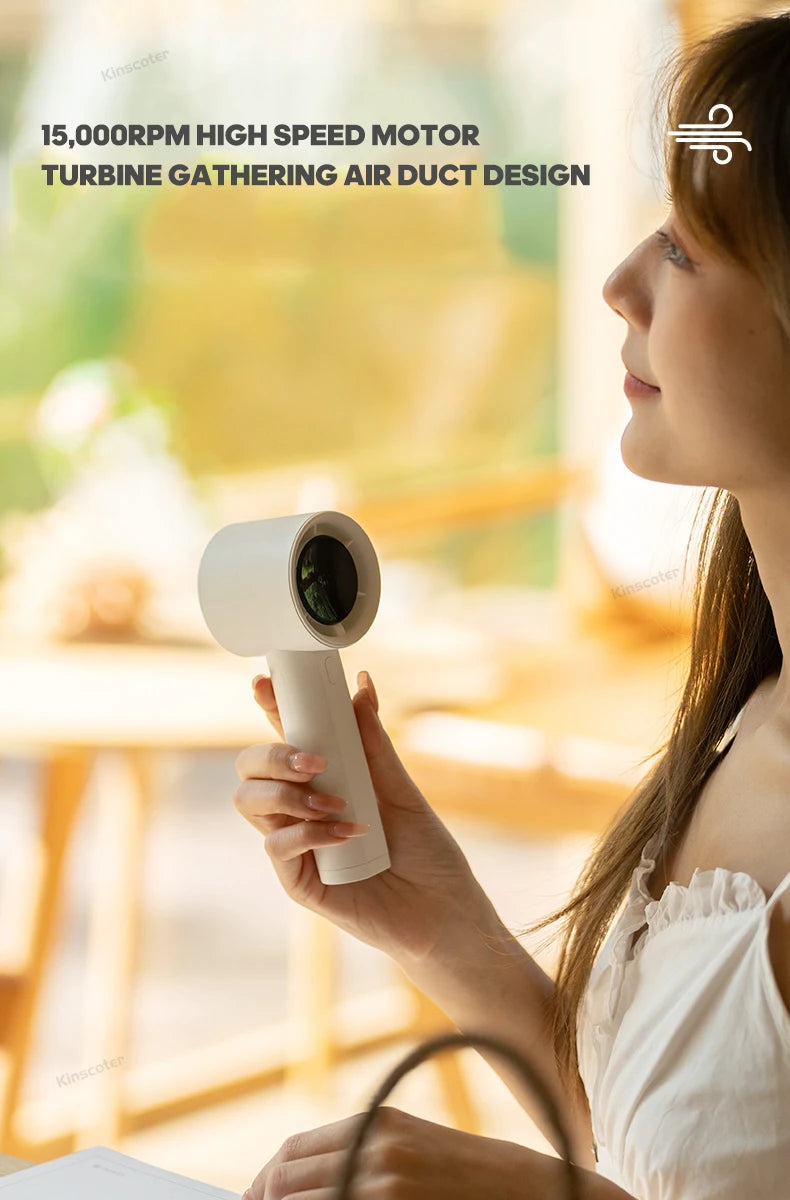 Mini High Speed Turbo Handheld Fan 100 Wind Speeds Adjustable with Digital Display 3000mAh Battery Operated Electric Eyelash Fan