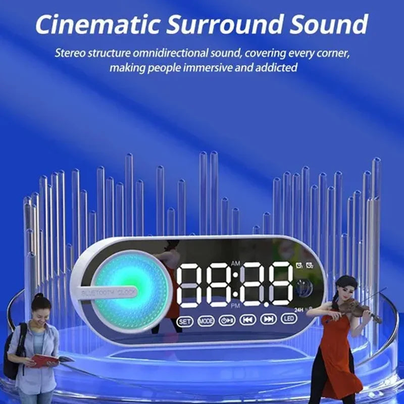 Table Alarm Clock Bluetooth Speaker FM Radio Sound Box Desktop Alarm Clock Subwoofer Music Player TF Card Bass Speaker Boombox