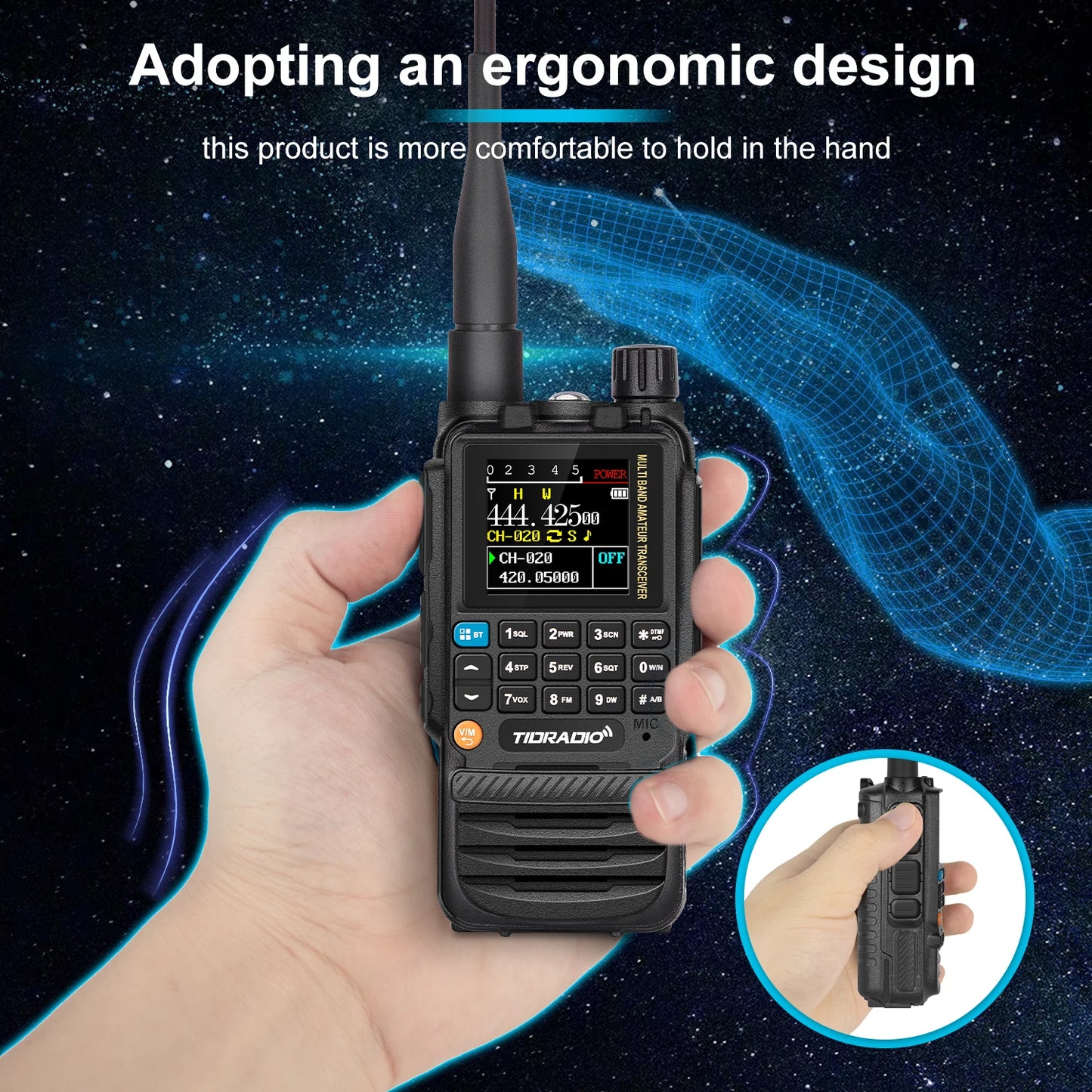 TIDRADIO H3 Walkie Talkie Phone APP Wireless Programming Dual PTT Air Band Long Range Radio USB Type-C Cable Programming &Charge