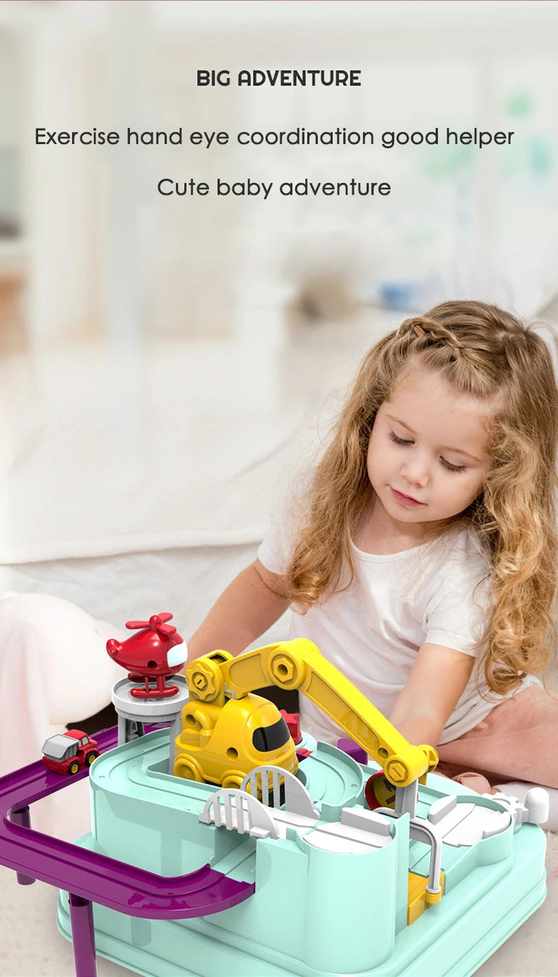 Car Train Track Sets Racing Rail Model Educational Toys Children Adventure Game Mechanical Interactive Animals Space Rocket Toy