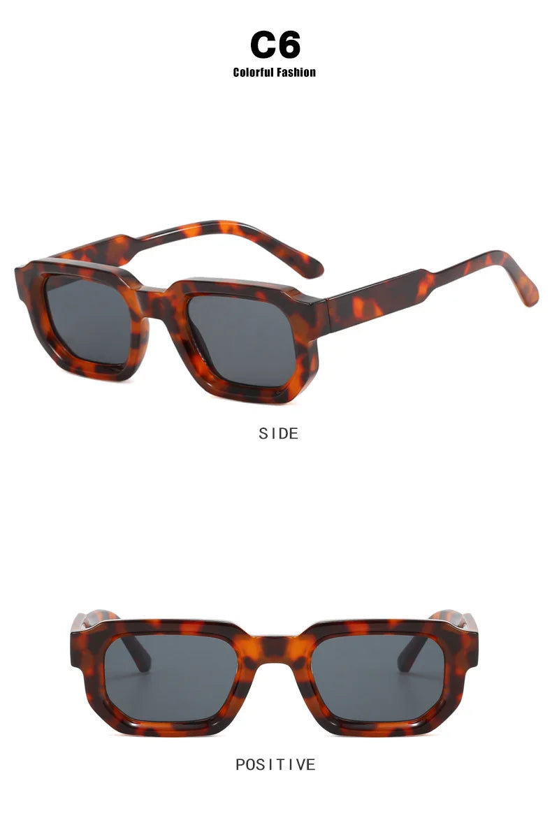 Popular Vintage Sunglasses Women Men Square Sun Glasses Punk Polygon Eye Glasses Goggle for Male Female Rectangle Sunglasses 