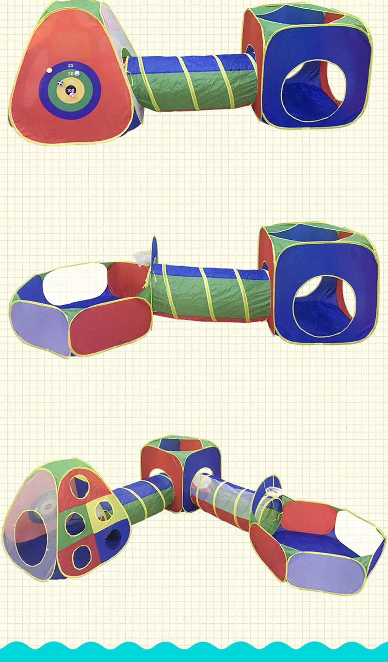 3-5 Pcs Portable Children's Camping Tent Kids Beach Tent Ocean Ball Pool Kids Tent Pop-up Tent Play House Baby Crawling Tunnel