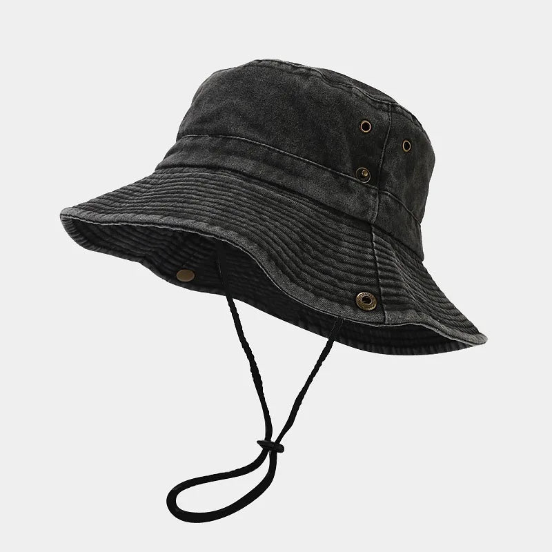 Cotton Stone-Washed Sun Hats for Men Women Wide Brim Fishing Hat Summer Bucket Hat Outdoor Safari Boonie Cap