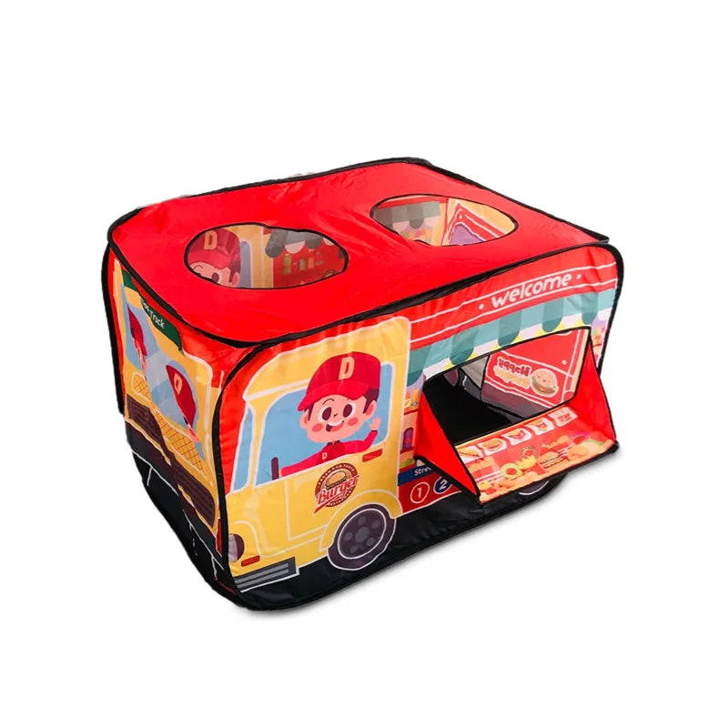 Children'S Indoor Ice Cream Car Tent Toys Playhouse Princess Boy Baby Game House Folding Ball Pool House Hamburg Car Pattern