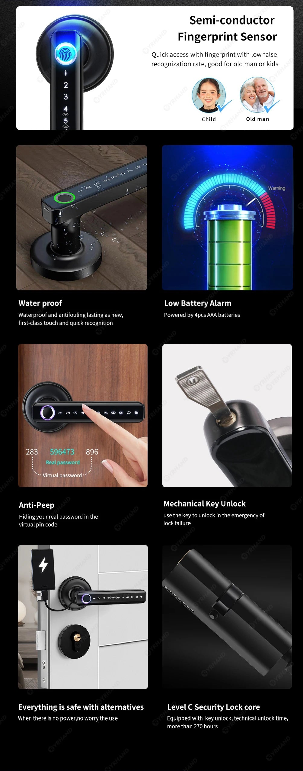 smart home cerradura inteligente tuya smart door lock safe fingerprint locker keyless entry digital door lock home apartment