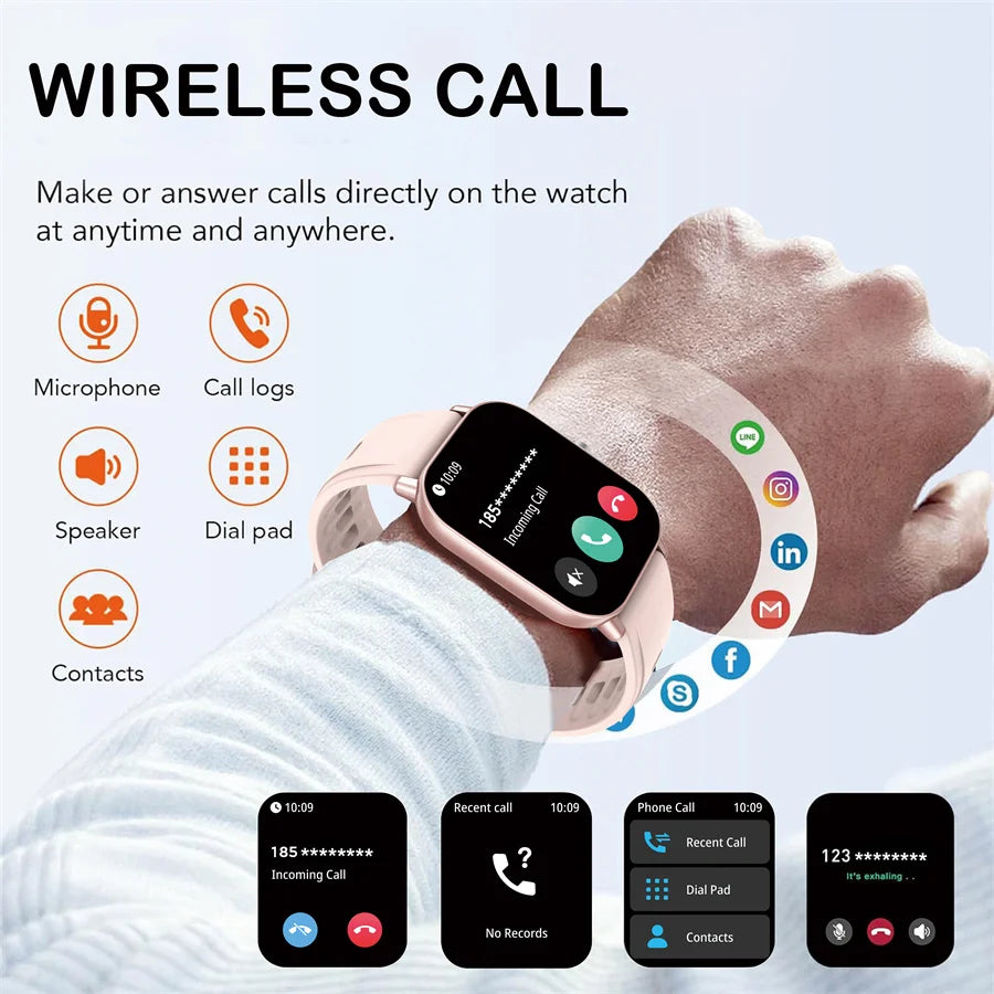 Bluetooth Call Smart Watch for Men Women, 2.01'' HD Touch Screen Activity Trackers with Sleep Monitor/ SMS Alert/ Remote Camera