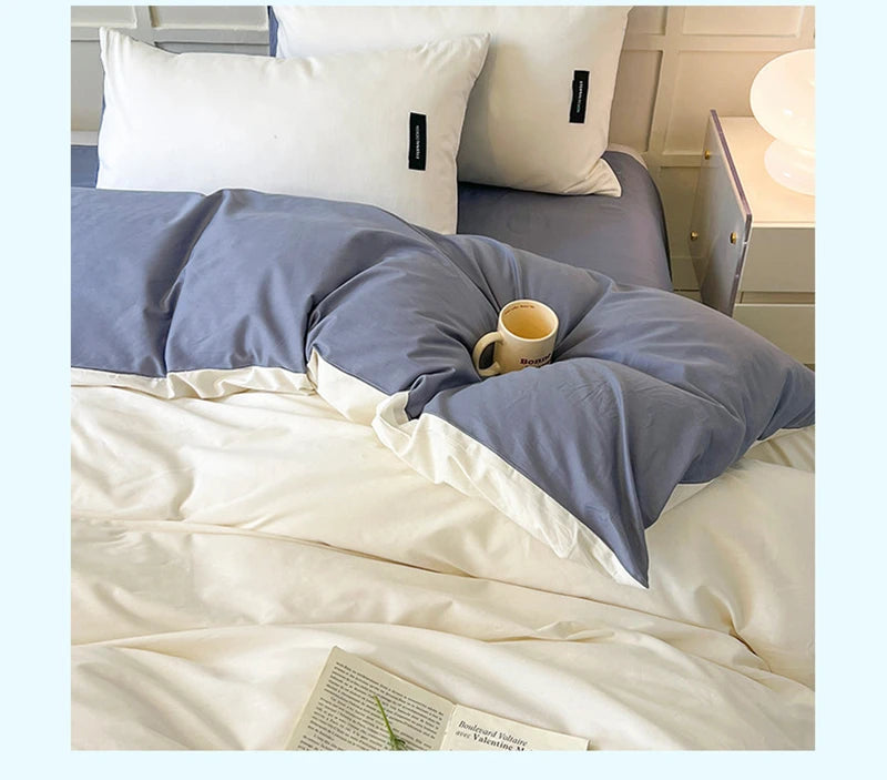 White Bedding Comforter Set with Pillowcase bed sheet Single Full Size Bed Linen Duvet Cover Set Queen/King Double Single Bed