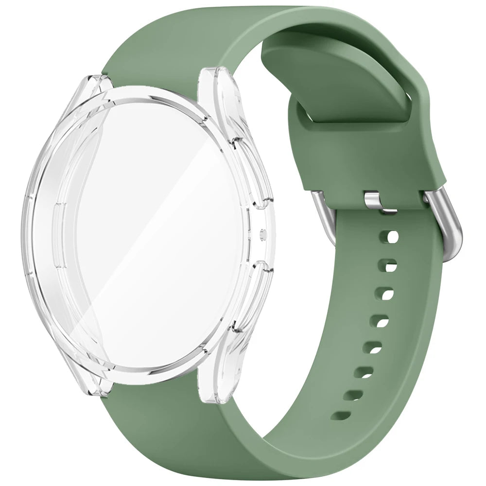 TPU Case+Silicone Strap For Samsung Galaxy Watch 4 5 6 7 40mm 44mm Band Screen Protective Cover Bumper For Galaxy Watch 4 5 6 7