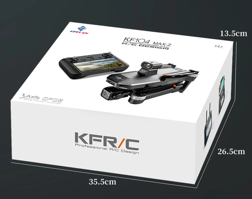 KF104 MAX2 4K Dual Camera Professional Drone with Screen RC Quadcopter GPS Wide Angle 3-Axis Gimbal Obstacle Avoidance Aircraft