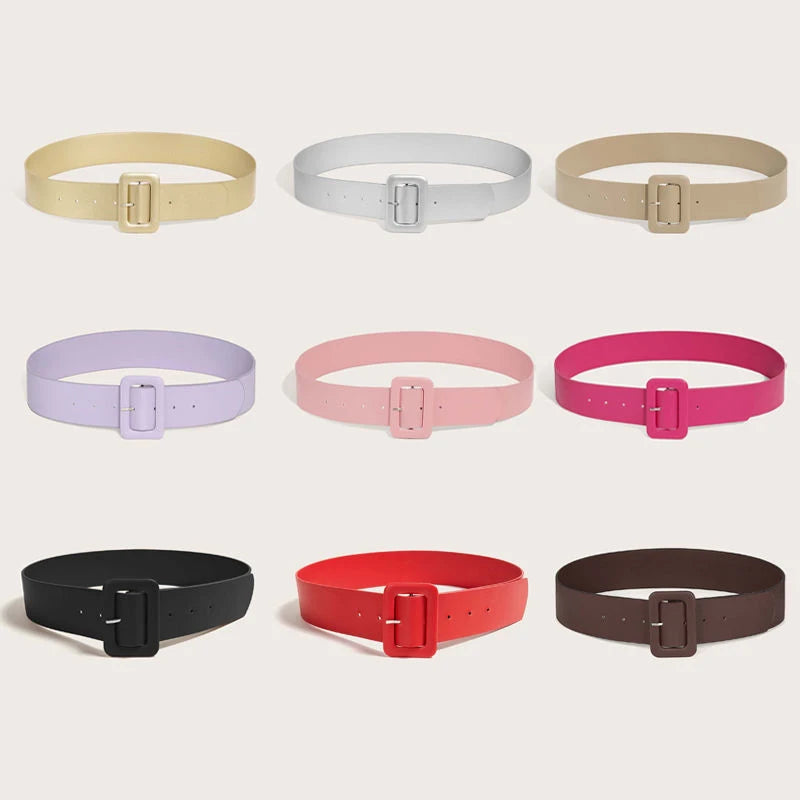 Belt for Women's Dress Simple Women's Wide Belt PU Leather Belt Fashion Luxury Designer Brand Belt Female Black PinkStrap DT167