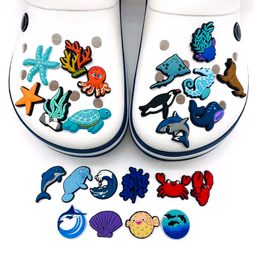 Sea Animal Collection Whale Shark Shoe Charms for Clogs Sandals Decoration Shoe Accessories Charms for Friends Gifts