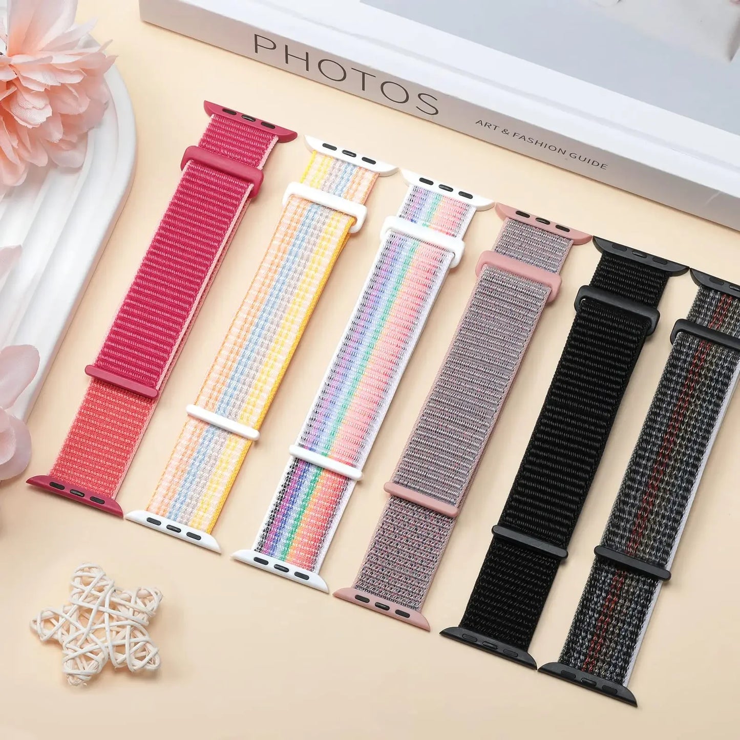 Nylon Loop Strap for Apple Watch Band 40mm 44mm 45mm 42mm 41mm 38mm Smart Belt Bracelet for IWatch Ultra 49mm 8/7/6/SE/5/4/3