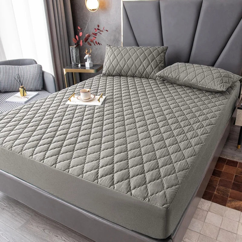100% Waterproof Thicken Mattress Protector Cover Non-slip Fitted Bed Sheet Pad Bed Cover Single Double Bed Queen King Size 1Pc