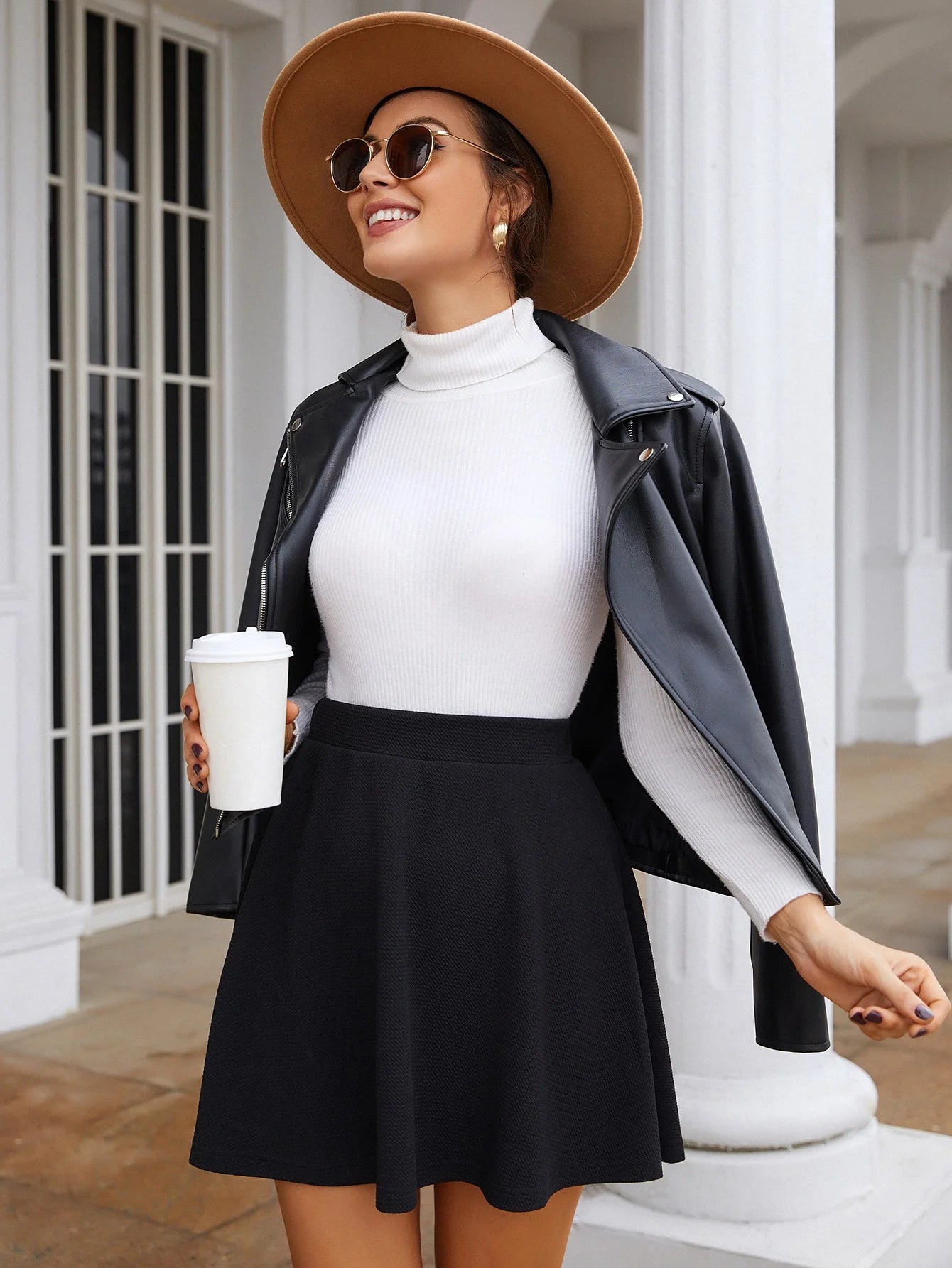 Solid color skirt, fluffy skirt, elastic waist, elastic mid waist, black umbrella skirt, big swing skirt, short skirt