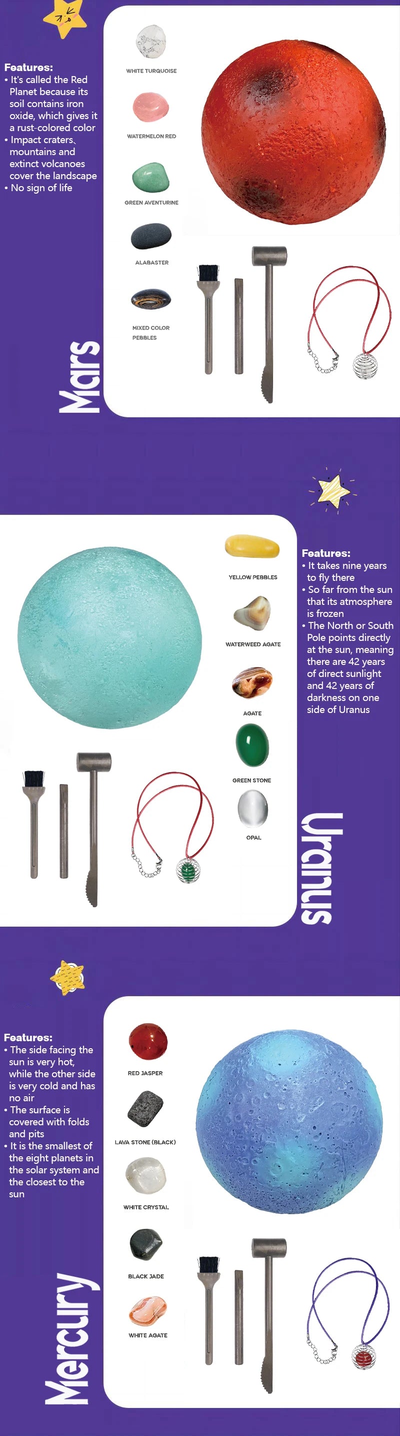 Children's Archaeology Digging Treasure Planet Gem Ore Exploration of The Solar System Mining Science Education Educational Toys