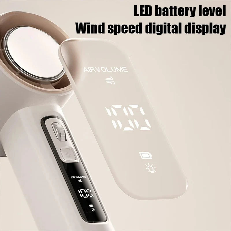 100 Gears Handheld Fan 5000mAh USB Mini Portable Rechargeable High-Speed Turbine Small Fan Desktop Student Electric Fan