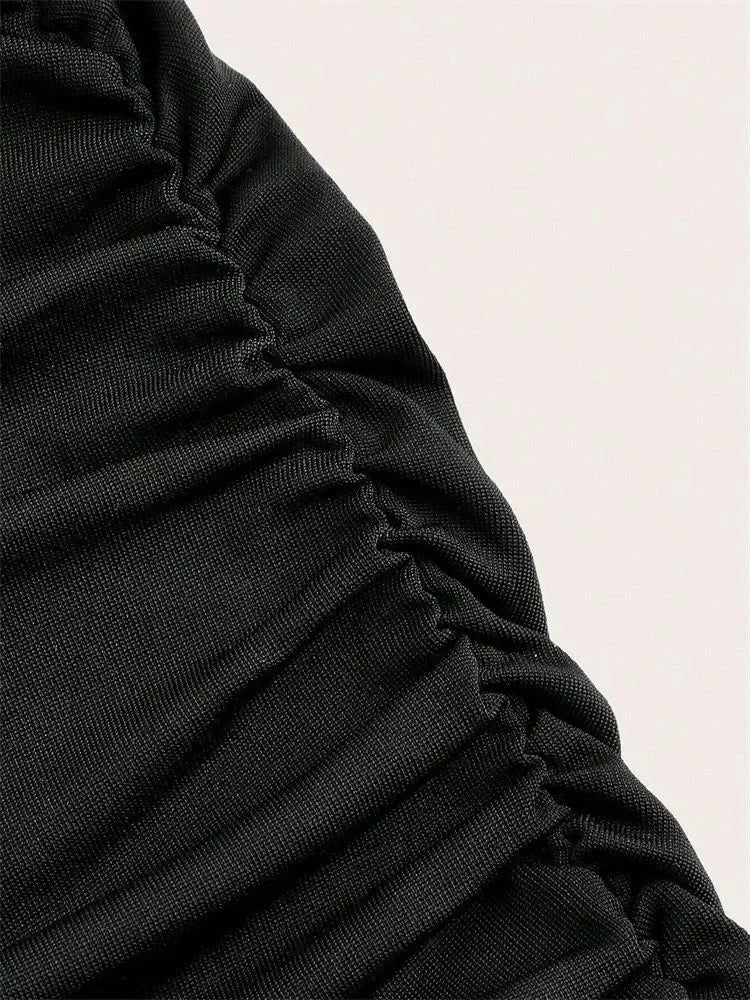 Solid Bodycon Ruched Long Skirt Women Sexy Black Elastic Elegant High Waist Mermaid Maxi Skirts Summer Streetwear 2024
