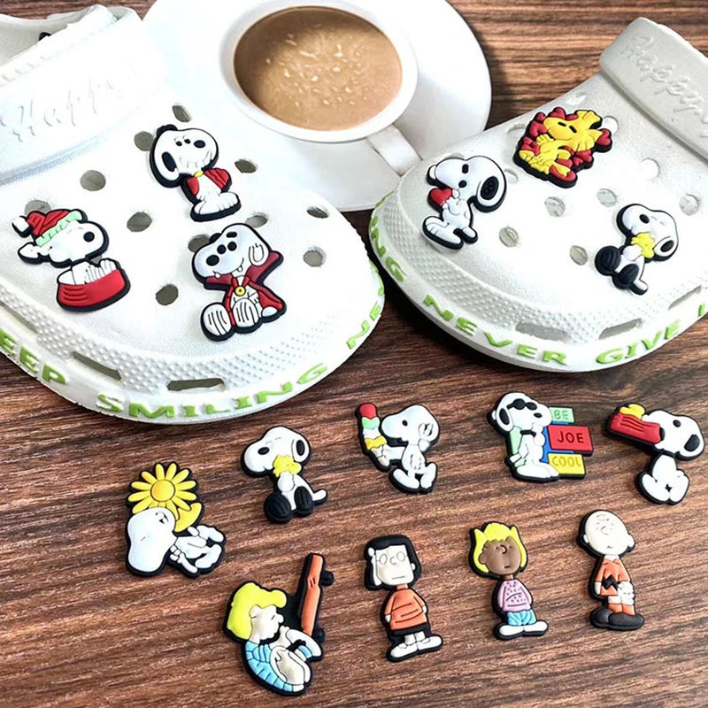 MINISO Snoopy Shoe Charms Clogs Bubble Slides Sandals PVC Shoe Decorations Accessories for kids Christmas Birthday Gifts