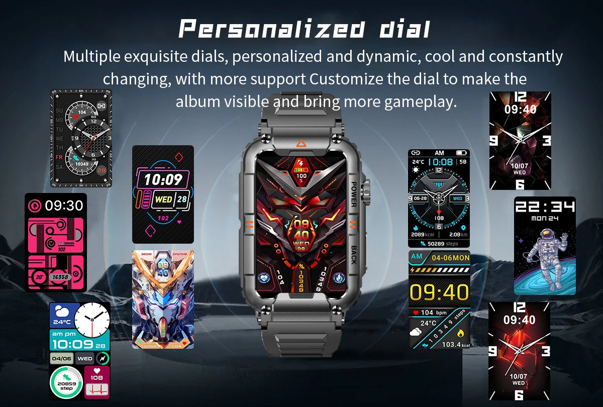 EIGIIS New Military Smart Watch 100+ Sports Modes Health Monitor Bluetooth Call IP67 Waterproof Men Women For IOS Android KR88