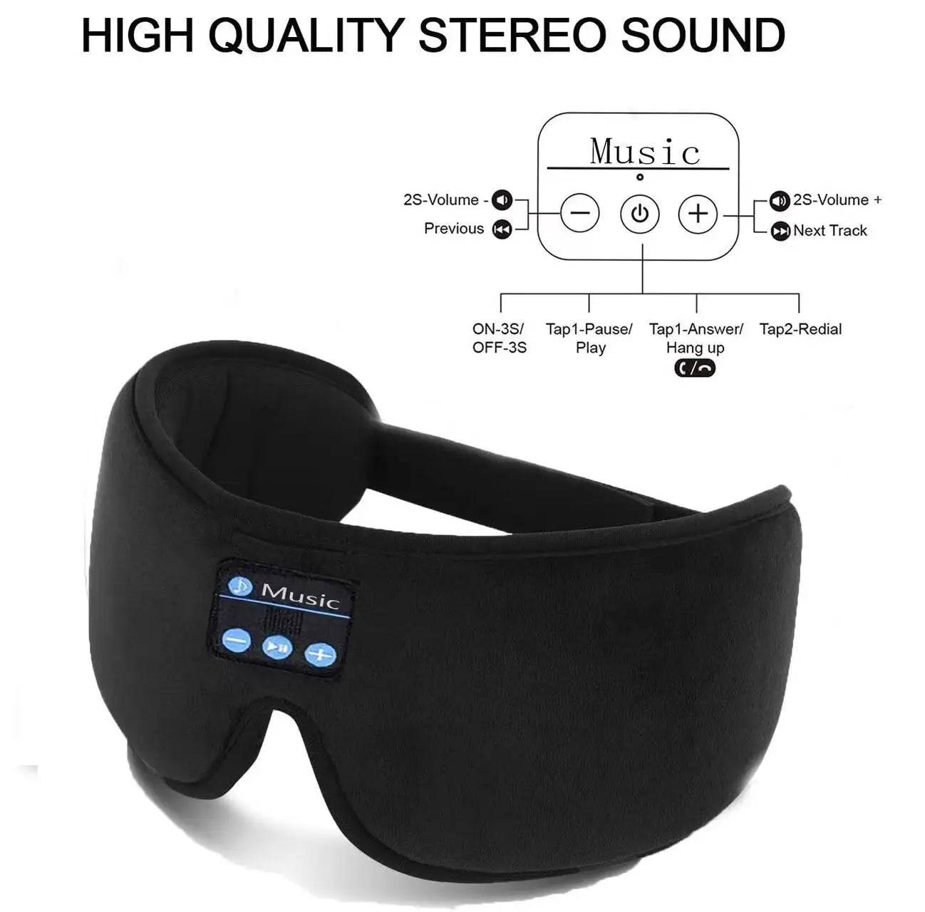 Sleep Headset 3D 5.0 Headset Wireless Talk Binaural Stereo Sleep Artifact Breathable Music Eye Mask Mask Light Gift