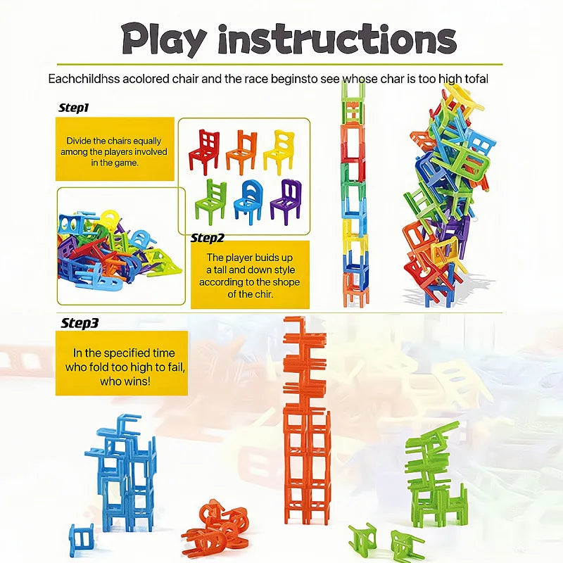 24-42pc children's puzzle folding chair toy parent-child interactive game for kids chair stack party game juego social games