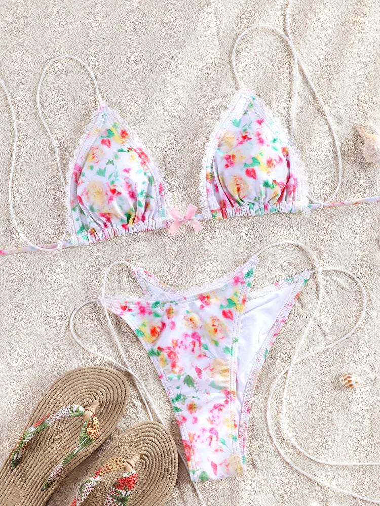 ZRTAK Two Piece Suit Bikinis 2024 Women Swimsuit Push Up Bathing Suit Sexy Bikinis Sets Swimwear Print Beachwear Solid Biquinis