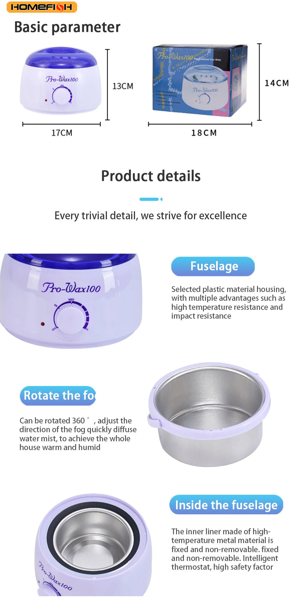 Therapy Machine Wax Warmer Portable Electric Hair Removal Kit Facial Bikini Area Armpit- Melting Pot Hot Wax Heater
