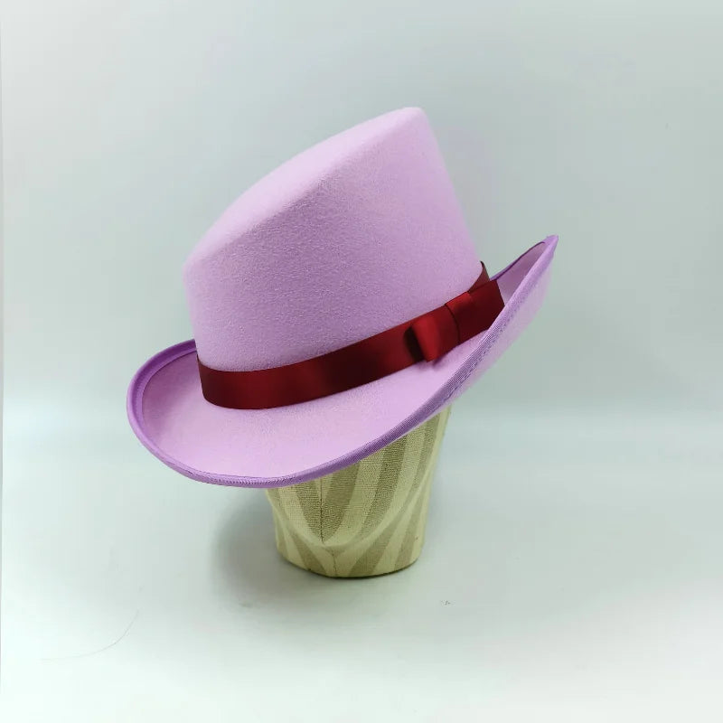 Fedoras Wool Magic high hat British black jazz top hat male court gentleman flat felt hat Webbing sombrero de copa británico