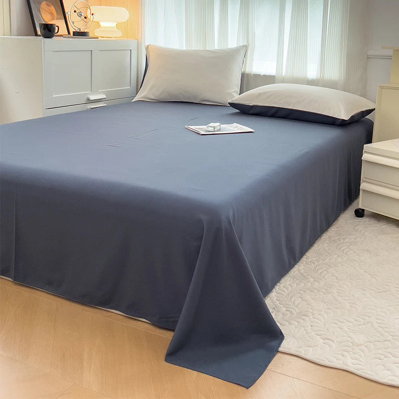 2-side Solid Color Brush Fabric Bed Set 4 Pieces Duvet Cover Pillowcase Bedding Set Bed Sheet Quilt Cover Single Queen King Size