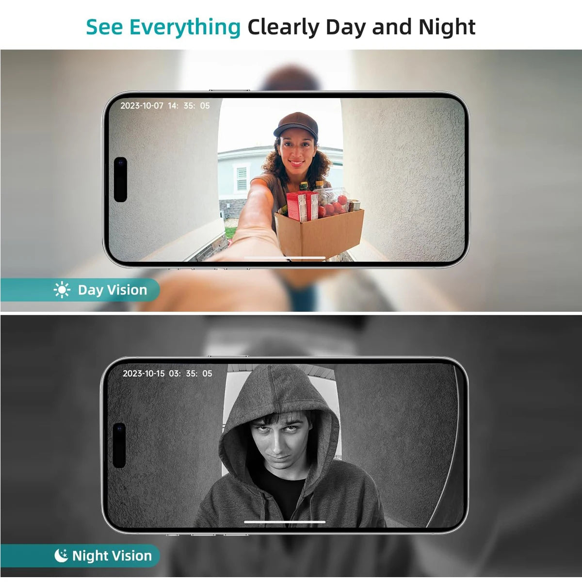 Tuya Wireless Video Doorbell, Smart Doorbell Camera Works with Tuya APP, HD Surveillance with Night Vision & Motion Alerts