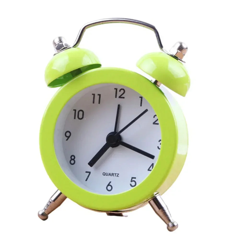 Classic Double Bell Alarm Clock Quartz Movement Bedside Nighttime Analog Clock 7*5*1.8cm Double-bell Alarm Clock