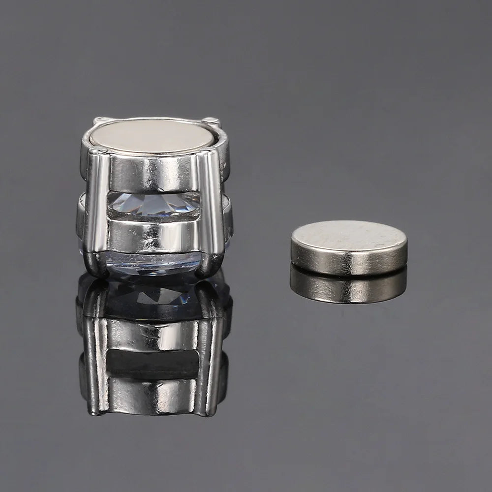 Fake Earrings Strong Magnet Magnetic Ear Stud Stainless Steel Zircon Non Piercing No Ear Hole Men Women Accessories Jewelry