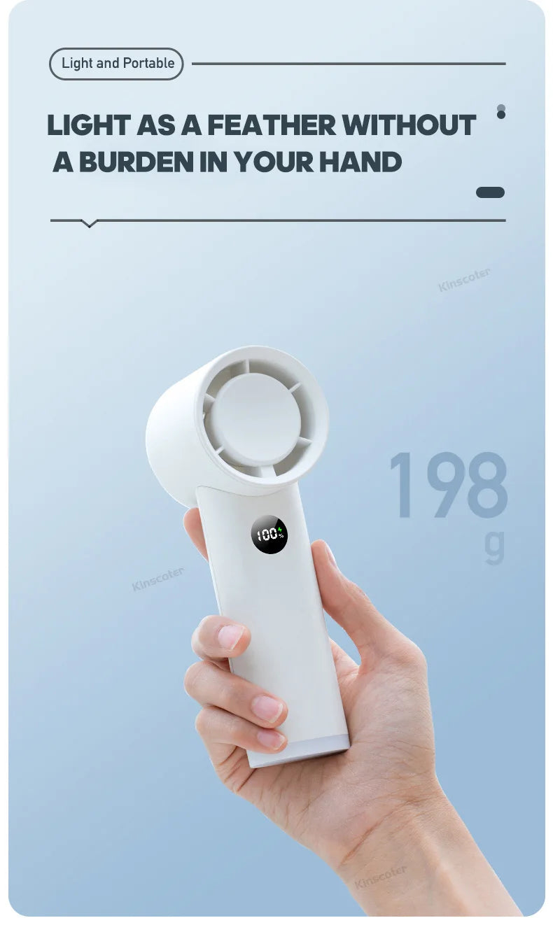 New Digital Handheld Fan High Speed Wind 100 Speeds Cooler Fan Ventilator Turbo Fan Air Circulator Handfan
